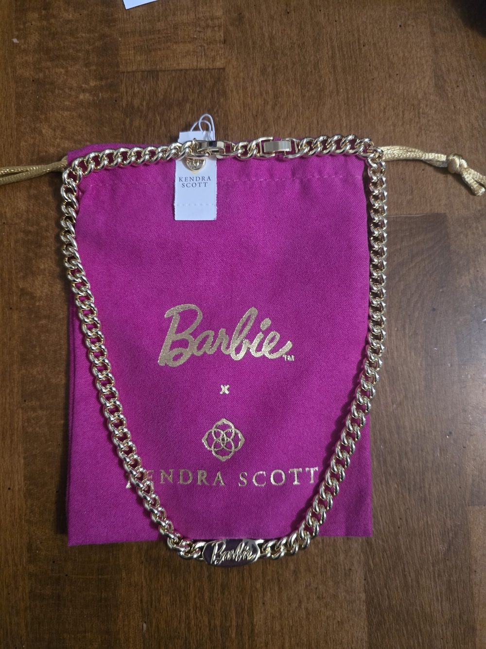 Kendra Scott x Barbie Gold Chain Necklace - Pink Pouch